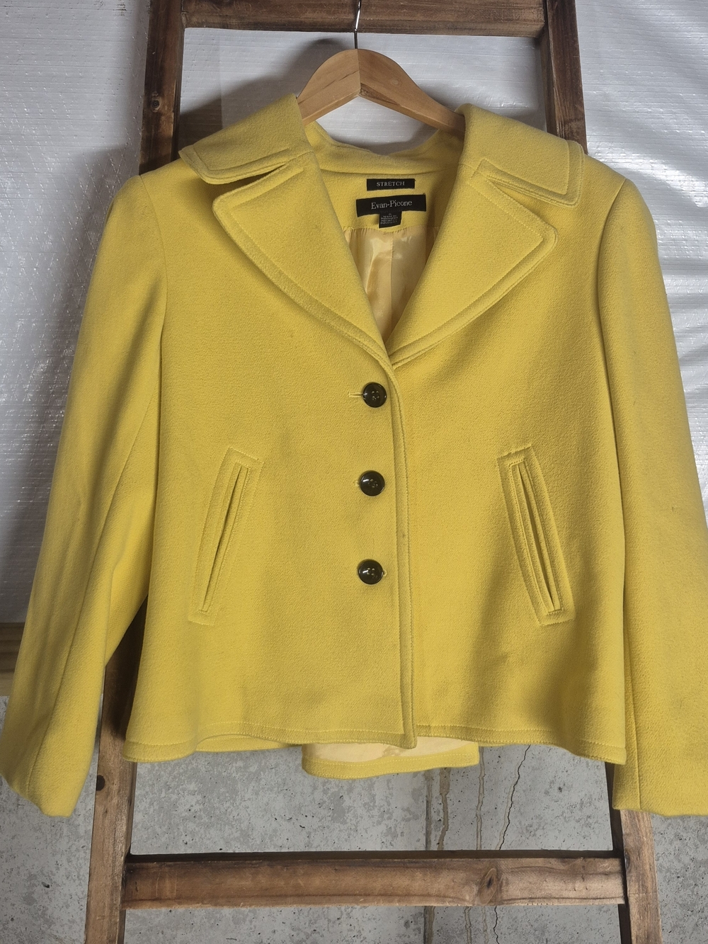 Evan Picone Yellow Wool Blend Women's Peacoat Jacket